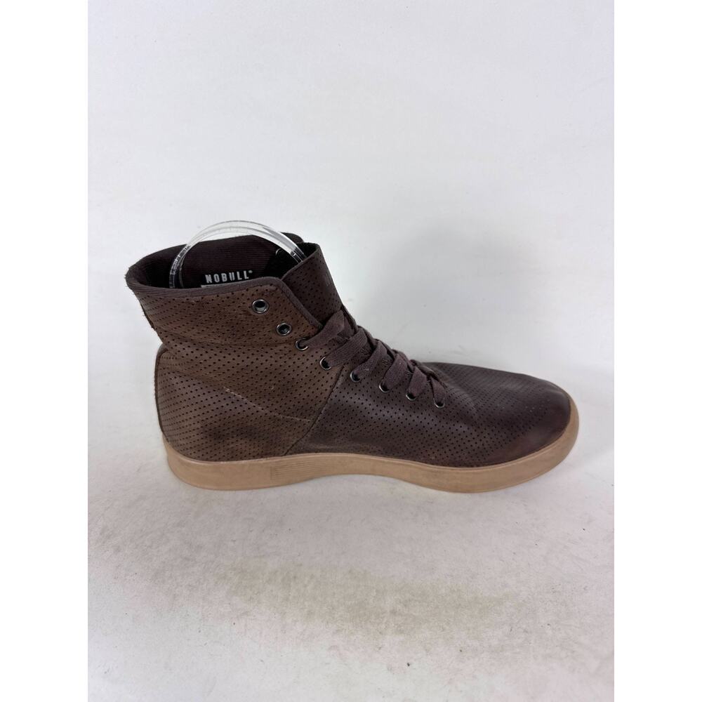Nobull Perforated Leather High-Top Trainers Sneakers Women's 8 Brown Lace-Up - Picture 3 of 10